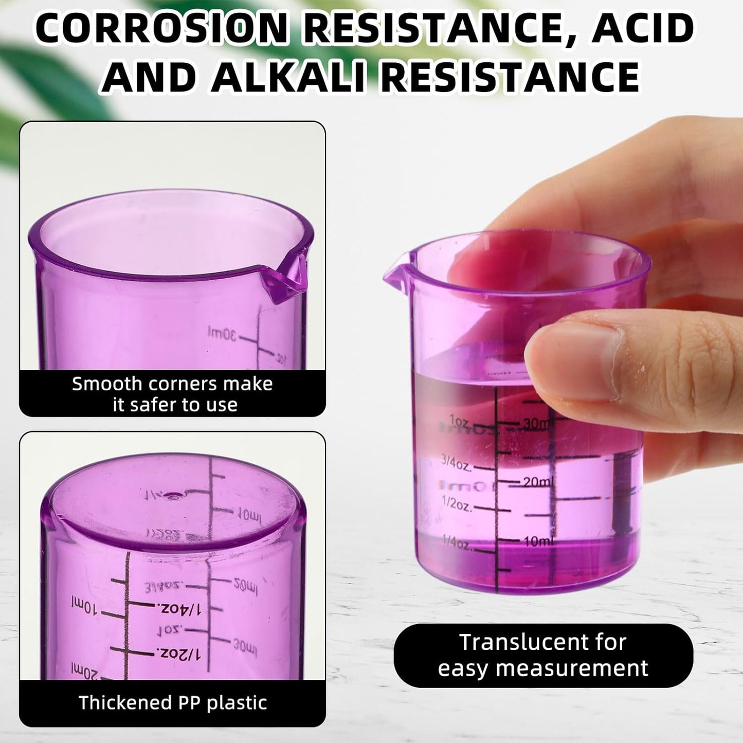 8 Pcs Science Measuring Flask Set for Kids, Graduated Cylinder 30ml Plastic Beakers Science Kits for Kids Ideal for DIY and Lab Experiment, Chemistry, Studies