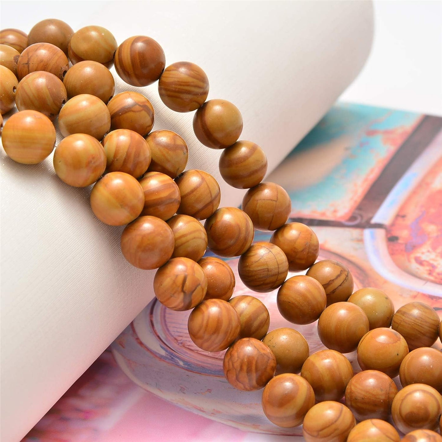 NCB 100pcs Original Natural Stone Beads Gemstone Round Loose Beads 6mm 8mm 10mm (Blue Aventurine, 6mm 100Beads) - Colors B