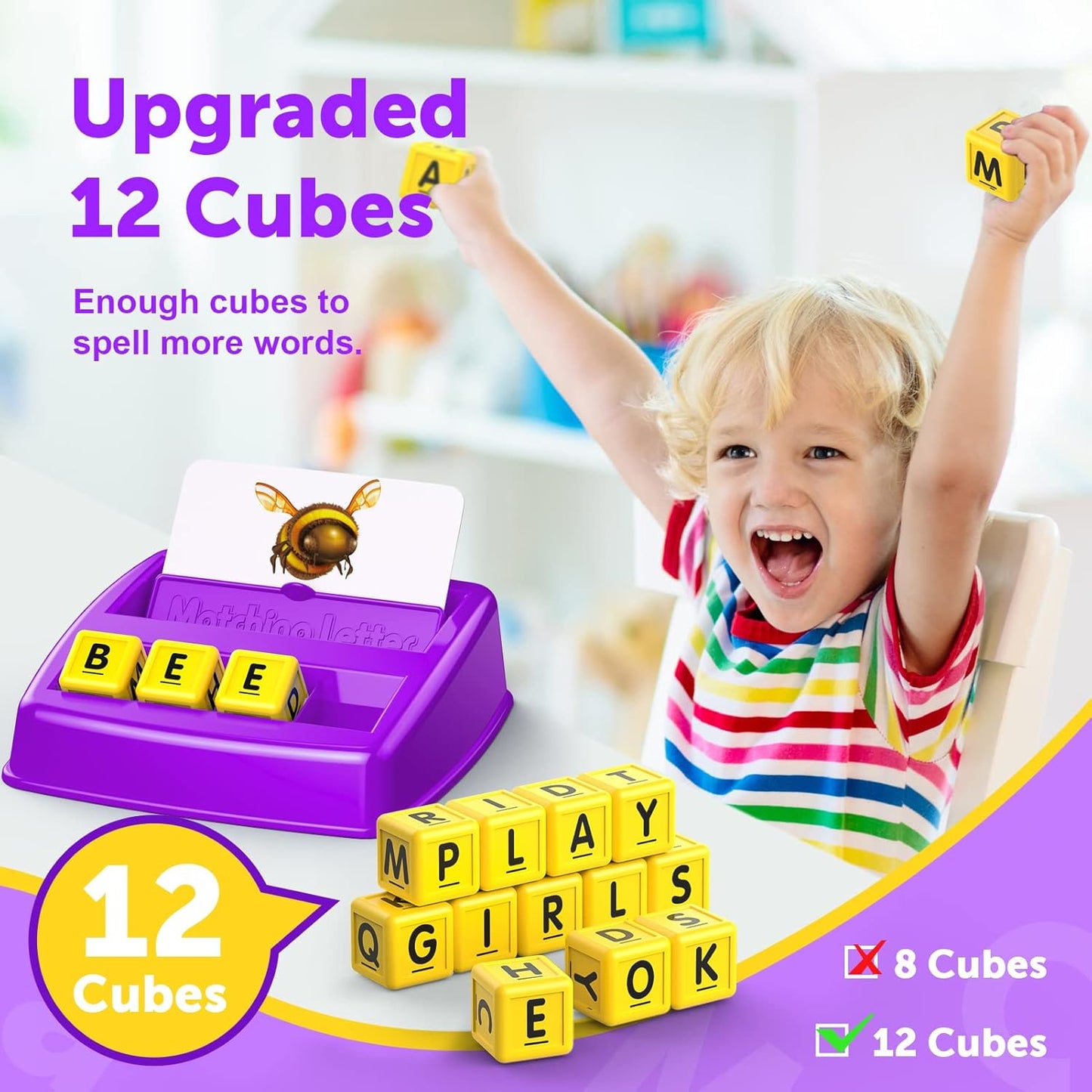 Toys for 3-8 Year Olds Boys Girls, Matching Letter Game Educational Games for Kids Ages 3-8 Easter Birthday Gifts for 3-8 Year Olds Boys Girls Preschool Kindergarten Educational Spelling Toys Green