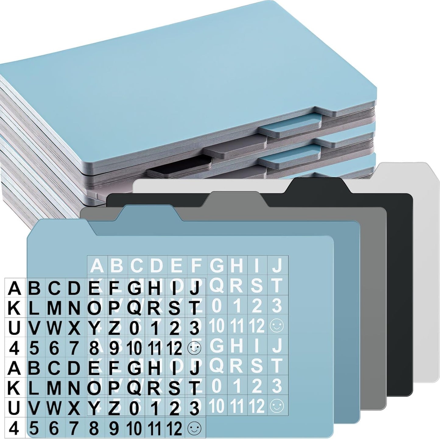 Harloon 50 Pack 3 x 5 Inch Index Card Dividers with 2 Number Alphabet Sticker with Tab, Dry Erase Index Card Guide Set, Photo Recipe Divider for Office Business Back to School Supplies, Candy Color