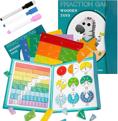 Magnetic Fraction Demonstration Book, Magnetic Fraction Book,Math Manipulatives Enhance Early Primary School Students Mathematical Skills (Zebra)