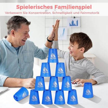 yeesport 48 PCS Sport Stacking Cups with Horse Pattern, Sport Training Game for Challenge Competition, Plastic Stacking Cups, Classic Family Game for Youth and Adults, Red+Blue+Green+Yellow