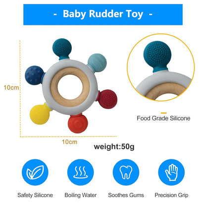 Baby Teething Toys Teething Rings Silicone Teethers for Babies 6-12 Months Baby Rattles & Plush Rings Sensory Toys for Soothing Sore Gums for Newborn Infant Essentials (Animals)
