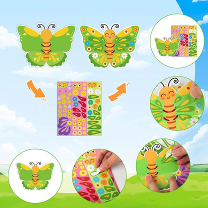 Hedeey 36 Packs Spring Butterflies Craft Kits for Kids,Make Your Own Butterfly Paper Craft Set, Spring DIY Art Craft Kits for School Home Game Activities (Butterfly 36)