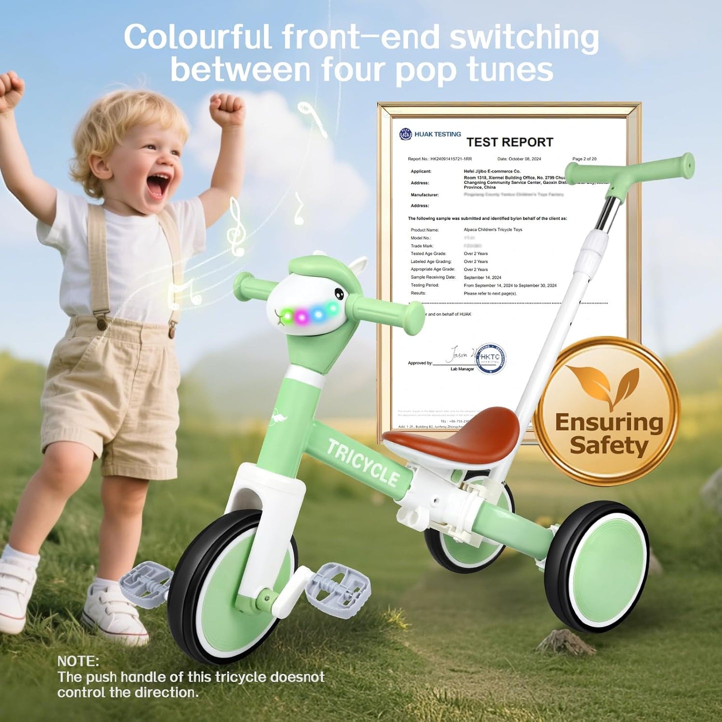 Tricycle for Toddlers 1-3 Year Olds, 5 in 1 Toddler Balance Bike 2-4 Years Old Boys Girls, Push Trike Toys with Adjustable Handle, Birthday Gifts for 2 3 4 5 Year Old Kids Bike (Blue)