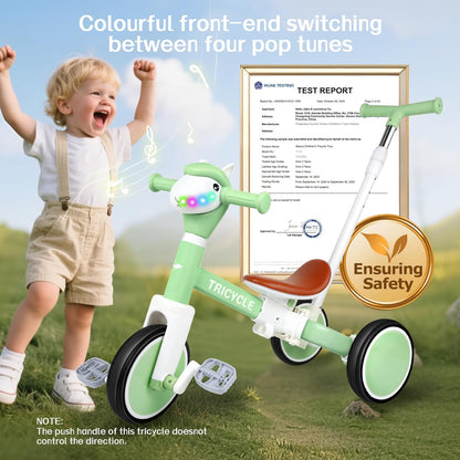Tricycle for Toddlers 1-3 Year Olds, 5 in 1 Toddler Balance Bike 2-4 Years Old Boys Girls, Push Trike Toys with Adjustable Handle, Birthday Gifts for 2 3 4 5 Year Old Kids Bike (Blue)