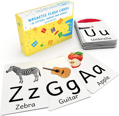 Attractivia Magnetic Big Alphabet ABC Flash Cards - 52 Sturdy Uppercase & Lowercase Large Letters, Black - for Classroom Teachers, Homeschool, ESL, Kids and Adults