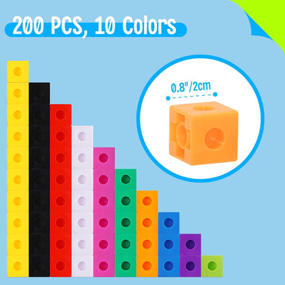 SpriteGru Math Linking Cubes, Math Cubes Manipulatives with Activity Cards Linking Cube Math Counters for Kids Kindergarten Learning Activities