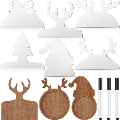 Frienda 6 Pcs Charcuterie Board Template Acrylic Router Template Cutting Board for Woodworking Thick Handle with 3 Pens Angled Curvy Stencils Guide Tools for Kitchen(Classic)