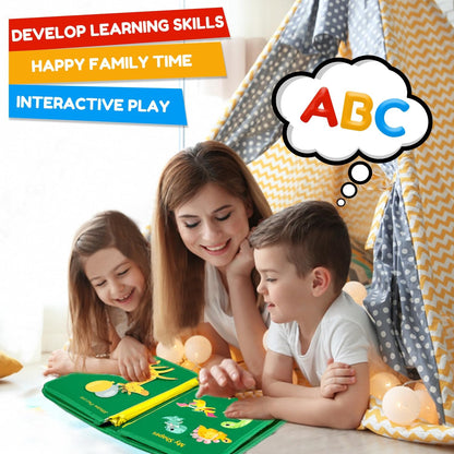 Qizfun Montessori Busy Board & Busy Book for Toddlers – Sensory & Learning Toy That Keeps Kids Busy, Travel Toy for Airplane & Car, Screen for Boys & Girls (Blue/P4)