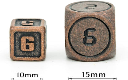 UDIXI Steampunk Metal Dice Set, 7 Die Polyhedral DND Dice Set for D&D Role Playing Game and Math Teaching (Ancient Copper)