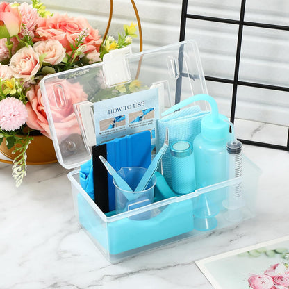 LemonRoad 15 Pcs Snow Globe DIY Tumbler Tool Kit Include Storage Box Squeeze Bottle Funnel Silicone Cup Cradle Measuring Cup Flashlight for Beginner Making Supplies Thanksgiving Day Gifts(Purple)