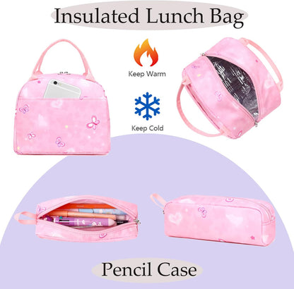 Girls Backpack for Elementary Unicorn Backpack Kids Backpack School Bookbag for Girls 3 in 1 Set Back to School