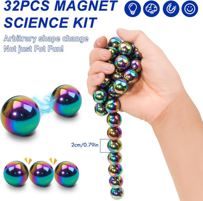 32 Pcs Magnetic Balls Fidget Toy,Adult Fidget Toys, Science Kit for Anxiety Relief,Office Desktop Decoration, Anti Anxiety, Executive Desk Toys ,Building Crafts for Teens Party Favors Gift(Balck)