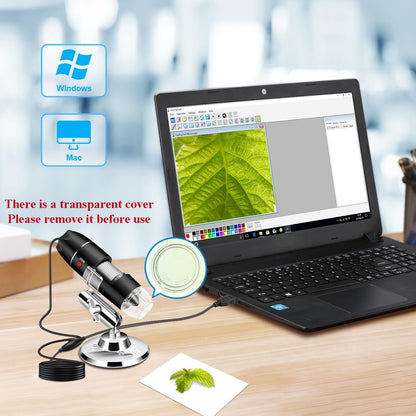 USB Microscope Camera with Stand & Carrying Case, Cainda Digital Microscope Compatible with Android Windows Linux Mac, Portable Magnifier Camera for Kids Students Adults(Not for iPhone/iPad)