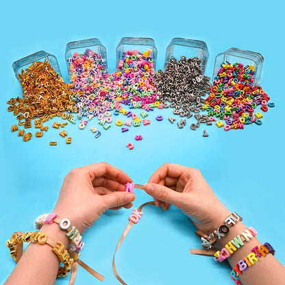 300+ Pieces 9x12mm Big Large Alphabet Letter Beads Charms A-Z Mixed Plastic Shape Loose Bead for Jewelry Making Bracelets Necklaces Key Chains (Classic Solid Colors)
