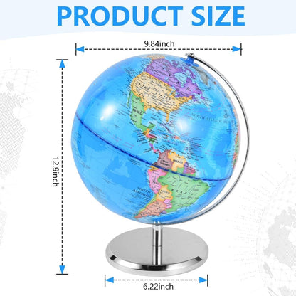 KISEER 6 Inch World Globe Rotating Earth Spinning Globe with Heavy Metal Stand for Kids Geography Classroom Education or Office Home Decorations