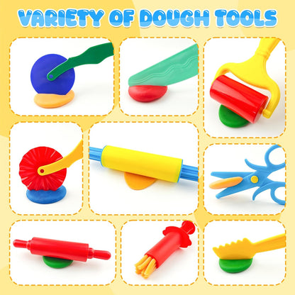 Dough Tools for Kids,9-Piece Kids Clay and Dough Tool Kit– Includes Roller, Rolling Pins, Cutting Tools, Safe Scissors & Plastic Knife for Fun DIY Craft Activities