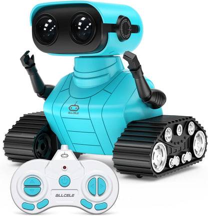 ALLCELE LED RC Robot Toys for Girls with Programming, Music, Demo and LED Function, Remote Control Robot Toy, Gift for Girls 3-8 Years Old Blue Pink