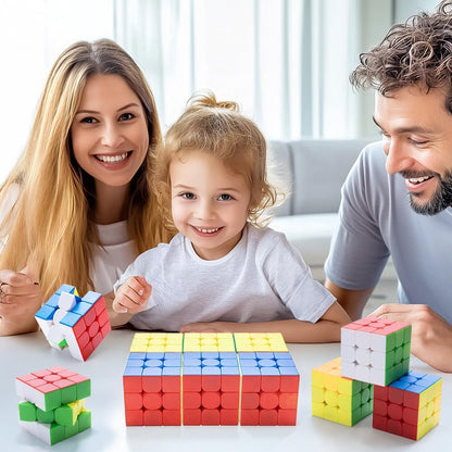 12 Pack 3x3 Speed Cube Set, Stickerless Magic Cube Bulk for Kids Party Favors, Classroom Rewards & School Prizes, Sensory Stress Relief Fidget Toys
