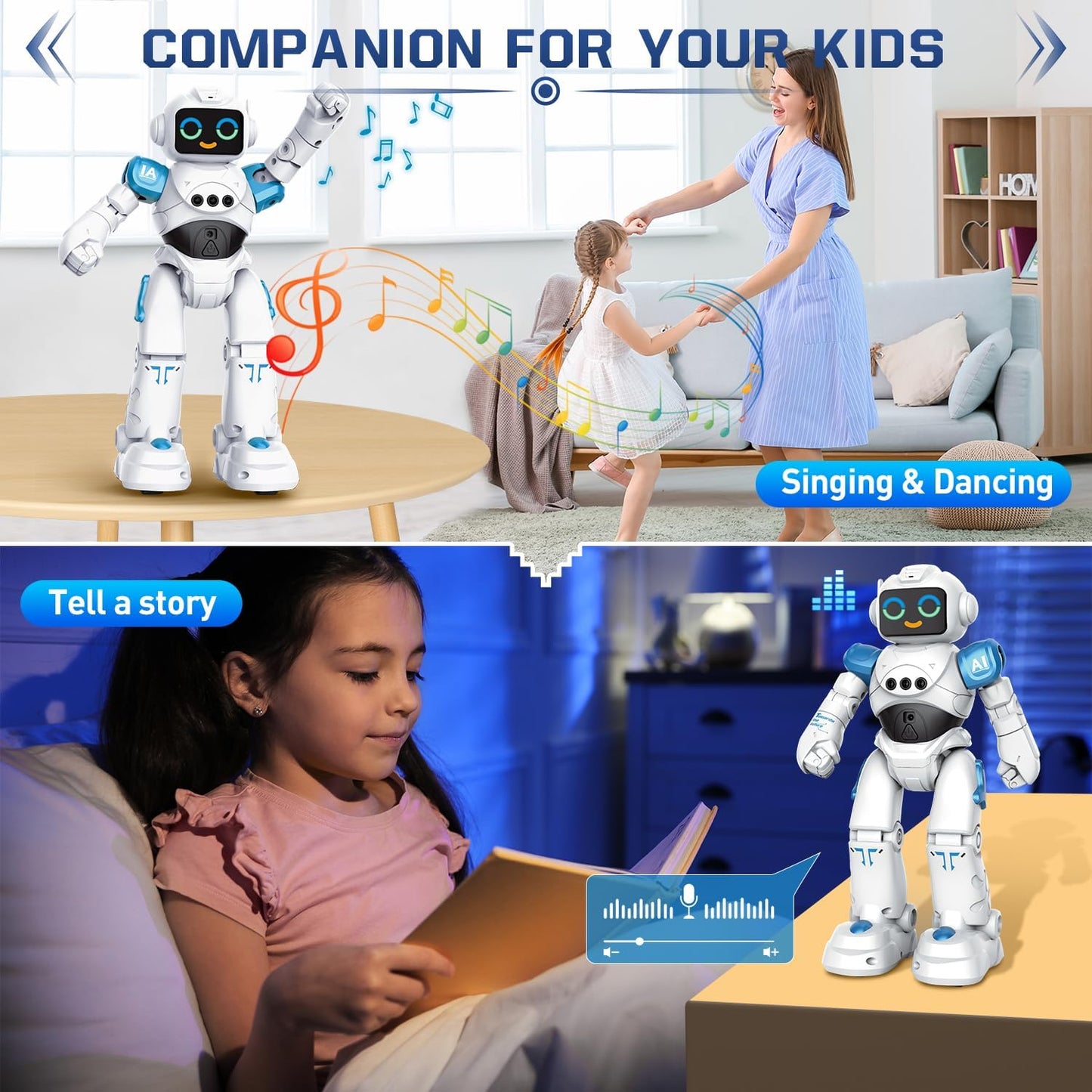 VATOS Robot Toys for Kids - Smart Talking Voice Remote Control Robot, Gesture Sensing Programmable Emo Robots Toy for Age 3 4 5 6 7 8 Year Old Boys Girls Birthday Gift Present