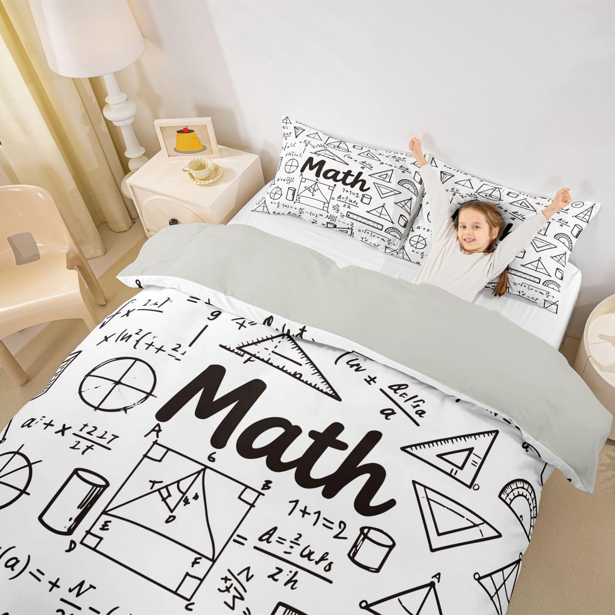 Erosebridal Chemistry Lab Bedding Set Twin Size Chemical Equation Duvet Cover for Boys Girls Chemical Elements Science Theme Comforter Cover Teens Kids Science Students Bedding School Dorm Room Decor