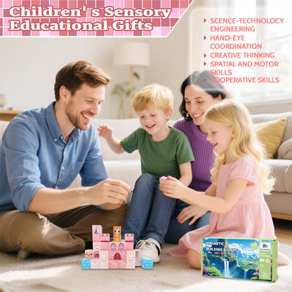 Magnetic Blocks, 150PCS Magnetic Building Blocks, Stacking Magnets for Kids, Sensory Toy for STEM Constructions Magnet Blocks for Girls Age 3+, Christmas Birthday Gifts (Snow Castle)