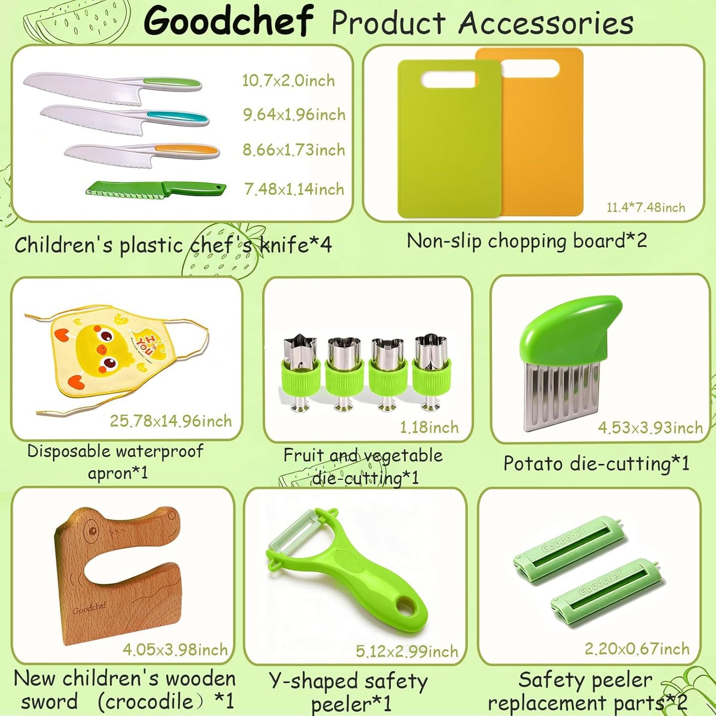 16PCS Kids Cooking Set with Safe Peeler – Montessori Kitchen Tools for Kids Real Kids Knife Set Child-Safe Plastic Knives Toddler Cooking Set Toy Suitable for Ages 3-10 for Toddler