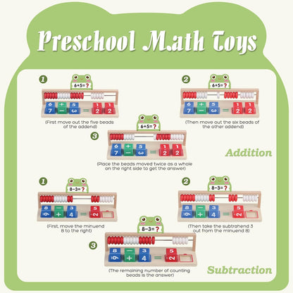 Wooden Math Learning Toys, Number Blocks Toys, Abacus for Kids Math,Montessori Toys for 3-5 Year Old Boys Girls Birthday Gifts