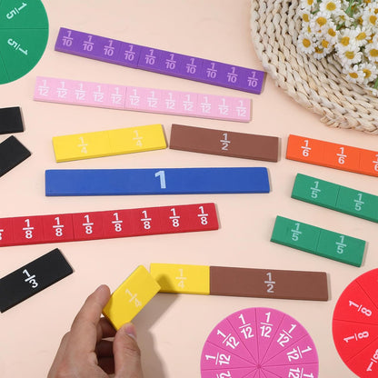 51 PCS Magnetic Fraction Tiles Circles, Fraction Circles Set Rainbow Math Manipulatives for Fraction Learning Math Practice Teacher Must Haves