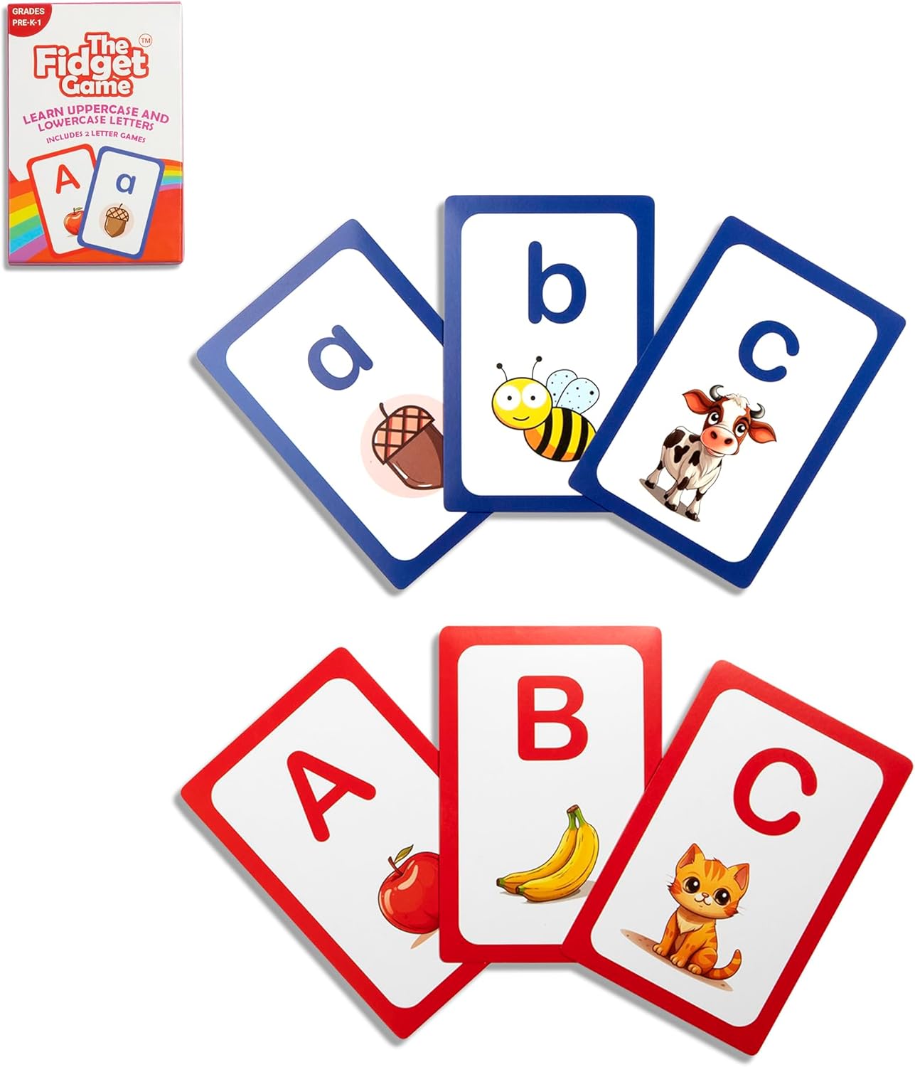 THE FIDGET GAME ABC Flash Card Game, Learn Uppercase & Lowercase Letters - Educational Learning Toy & Interactive Tools for Preschool Toddler Activities - 3+ Years