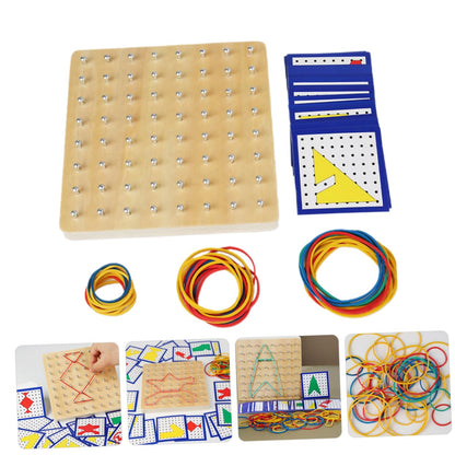 1Set Geoboard for Educational Mathematical Nail Plate Geometric Shape Learning Tool Enhance Creativity and Motor Skills Present