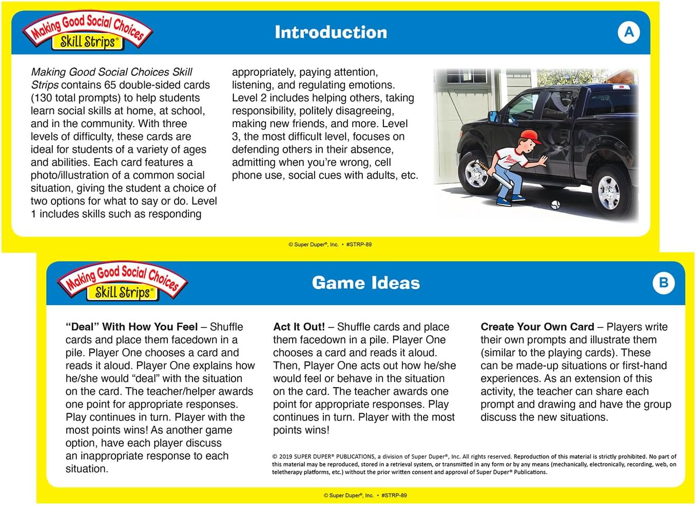 Super Duper Publications Making Good Social Choices Skill Strips®, Critical Thinking Flashcards, Educational Resource