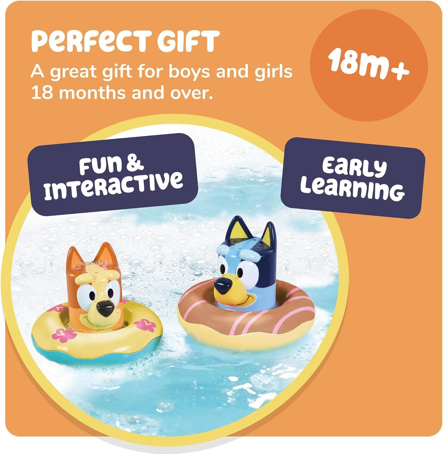 TOMY Toomies Bluey Bath Toys - Bluey's Family Pourers - Includes Chilli, Bandit, Bingo and Bluey Figures - Nesting and Stacking Cups for Bath, Beach or Pool - 4 Count - Ages 18 Months and Up