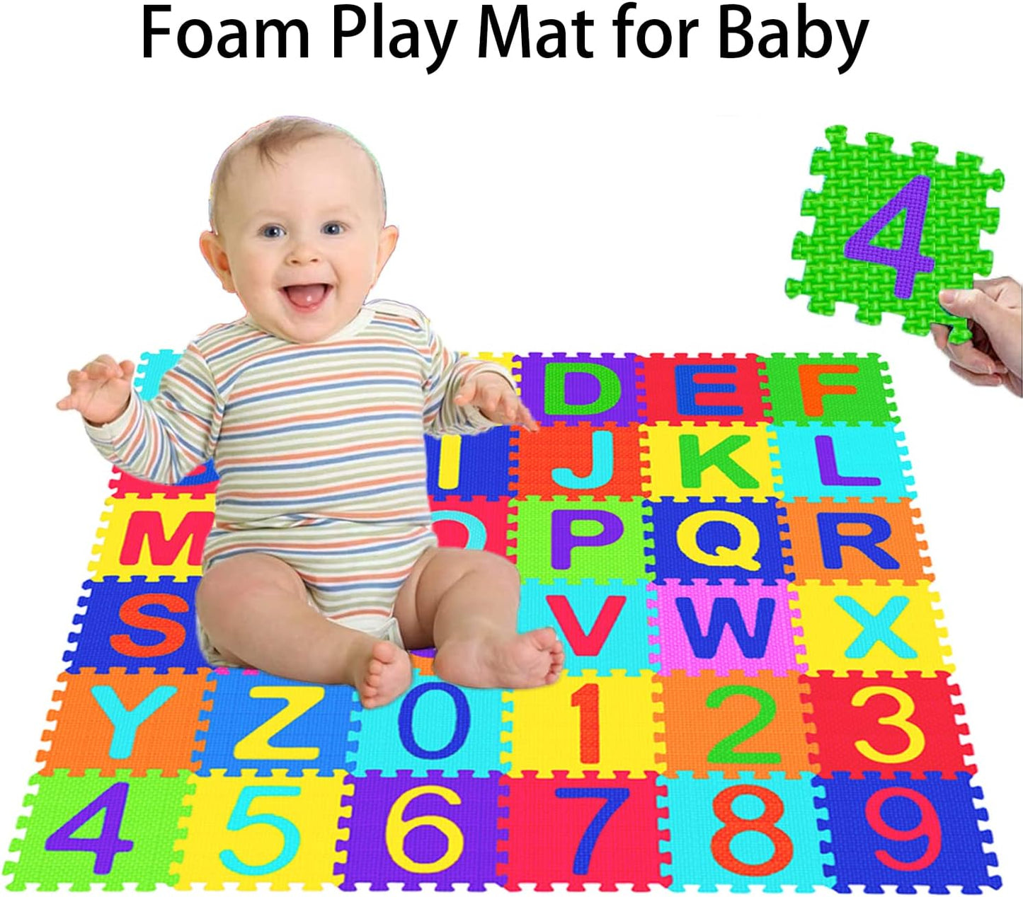 Febyyer 36 Pieces Children's Foam Puzzle Mat with Letters of the Alphabet and Numbers, 5.9inch x 5.9inch EVA Foam Play Mat, Educational Play Rug (Random Color)