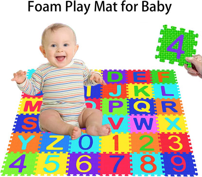 Febyyer 36 Pieces Children's Foam Puzzle Mat with Letters of the Alphabet and Numbers, 5.9inch x 5.9inch EVA Foam Play Mat, Educational Play Rug (Random Color)