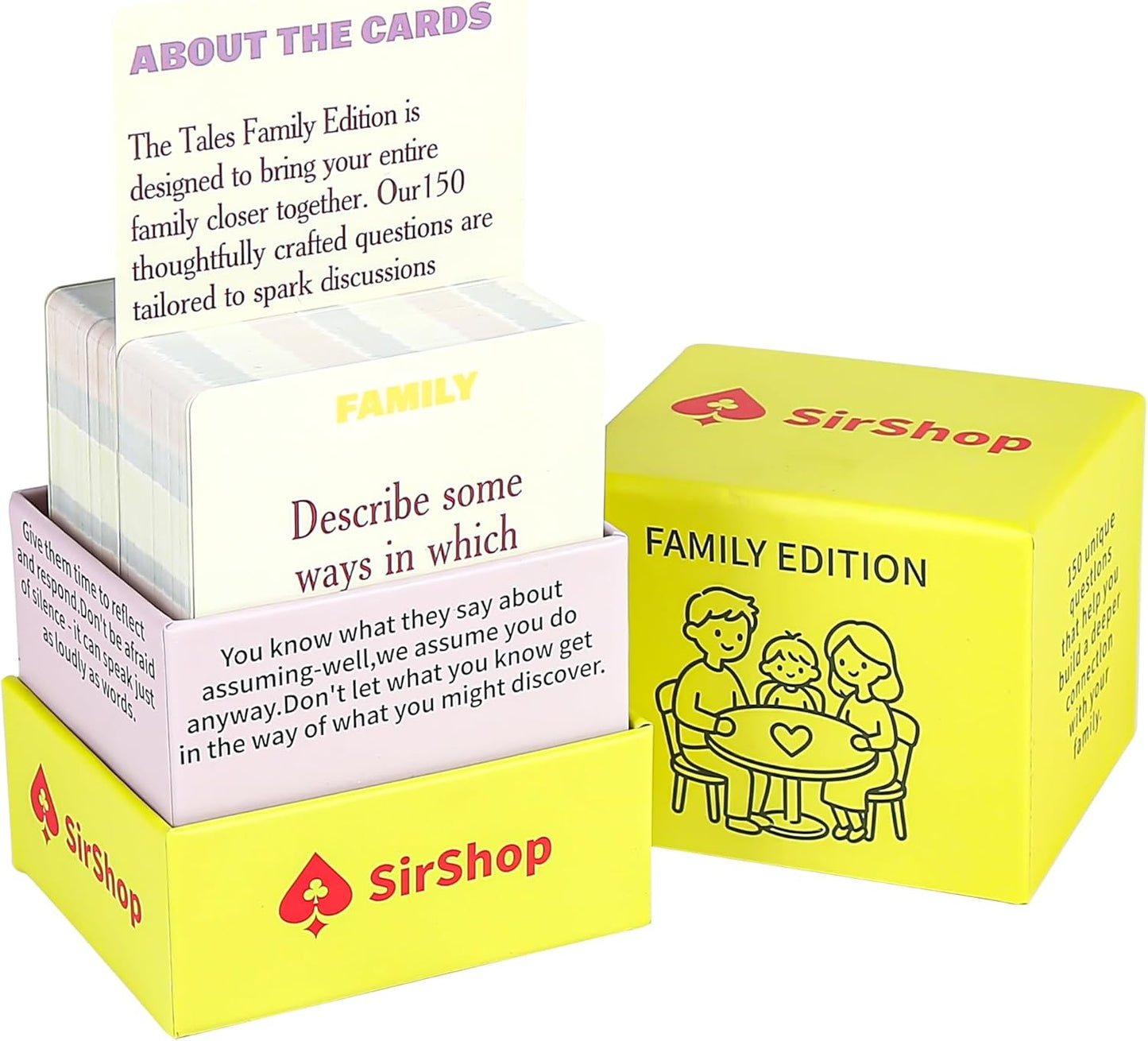 Conversation Cards 150 PC, Meaningful Family Conversation Cards, Engaging Fun Card Game for All Ages, Spark Funny Talks and Deep Connections for Dinner, Party, Game Night and Road Trips.
