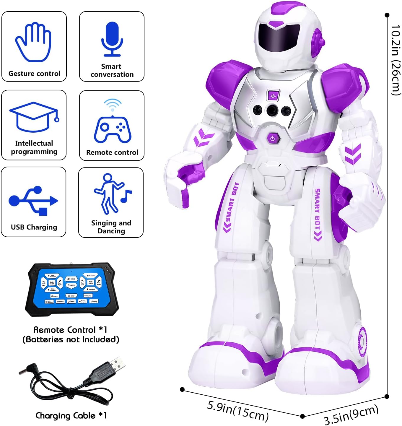 KingsDragon Robots Toy for Kids, RC Gesture Sensing Toy, Interactive Walking Singing Dancing Robot Birthday Presents for Boys Girls Age 6 7 8 9 Years Old