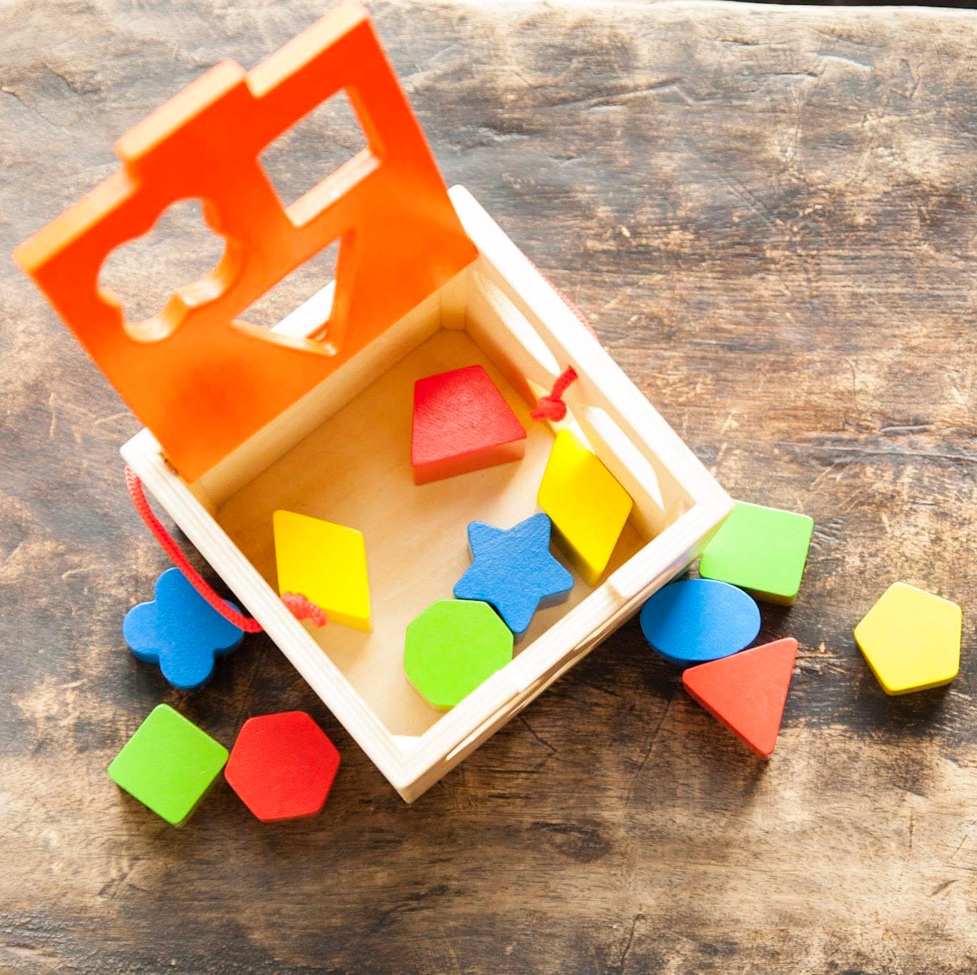 Fat Brain Toys Take-Along Shape Sorter - Wooden Montessori Learning Toy, 12 mos+