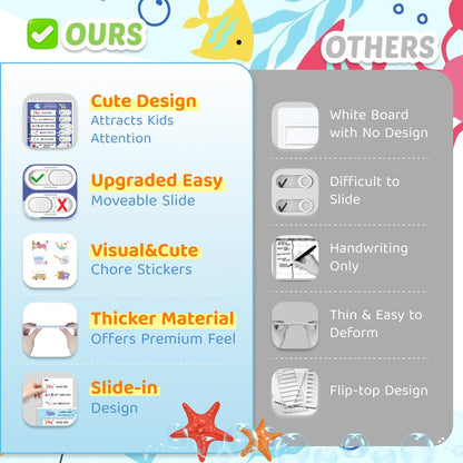 Upgraded Slider 3 in 1 Bedtime/Morning/Daily Routine Chart for Kids, Magnetic Chore Chart for Kids, Visual Schedule for Kids Toddlers Schedule Board for Home