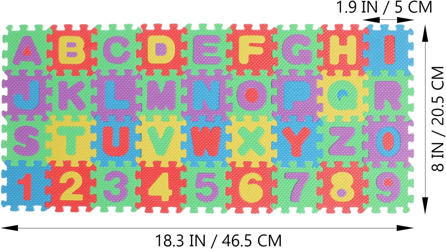 36Pcs Mini Number Alphabet,Toddle Alphabet Puzzle Table Mat for Learning, Baby Foam Play Mat for Early Childhood Education