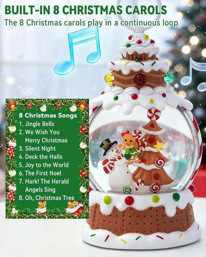 Musical Snow Globe,Lighted Snowman Snow Globes, LED Lights and Swirling Glitter, Christmas Snow Globes Music Box, Decoration for Adults and Kids.