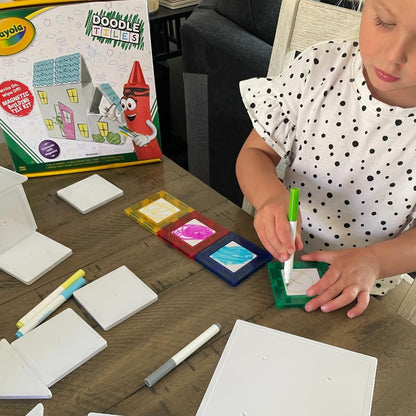 CreateOn Crayola Glitter Magnetic Tiles, Building Set for Kids, Magnetic Tiles, Kids’ Building Toys, STEM & Montessori Toys for Boys and Girls Ages 3+, 24-Piece Set (Glitter)