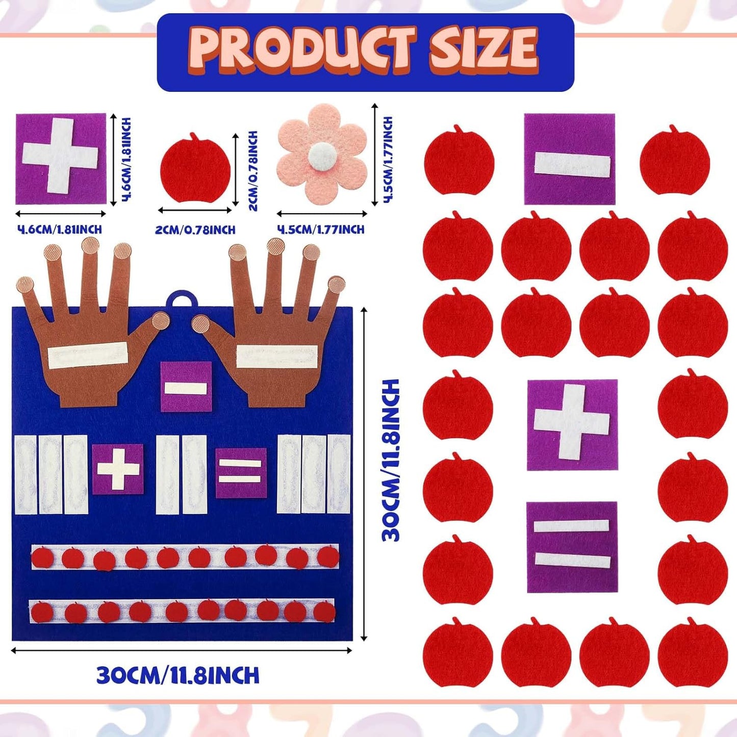 Deekin 2 Sets Handmade Felt Finger Math Toy Set Felt Math Toys Number Learning Counting Finger Boards Kindergarten Early Learning Toys Games Addition Subtraction (Skin Color)
