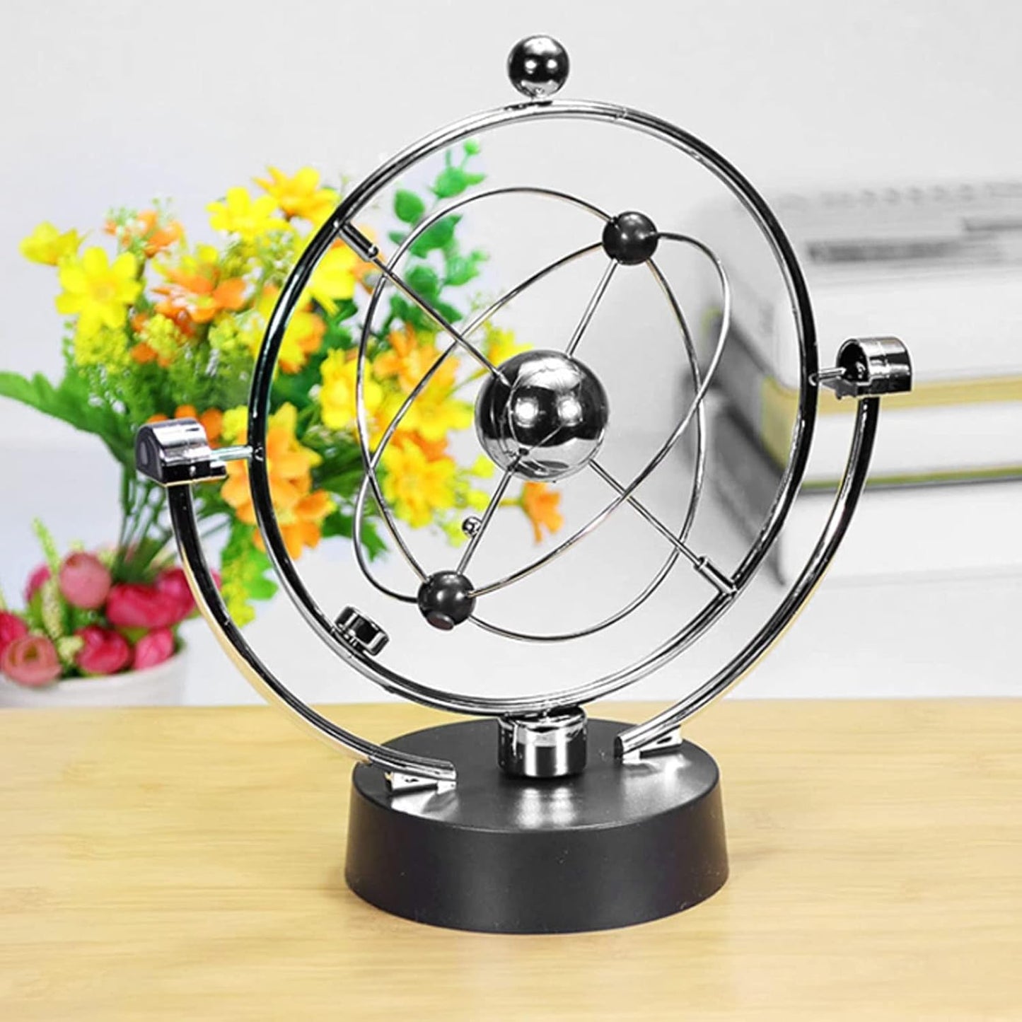 Perpetual Motion Swing Ball, Electronic Solar System Magnetic Swing Energy Orbit Desktop Ornament with USB Charging Mode, Educational Science Office Decor