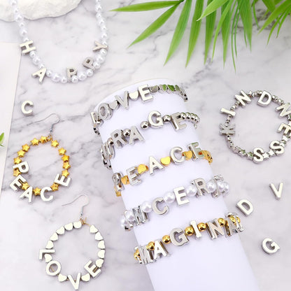 Augshy 400Pcs Large Letter Beads, Macaroon Hollow Letter Beads Plastic A-Z Mixed Alphabet Shape Bead for Jewelry Making Bracelets Necklaces Key Chains Shoelaces Crafts Party Decor(9 x 12 mm)