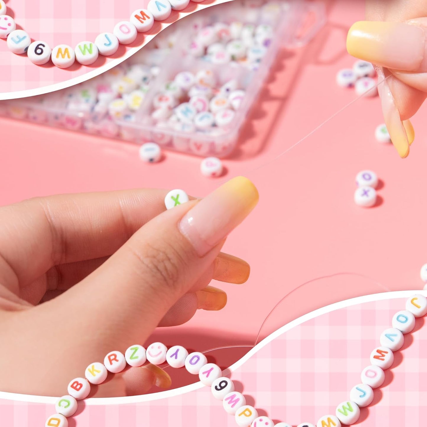 Colorful Alphabet Beads A-Z 1350+Pcs Letter Bead, Acrylic 4x7mm Round Digit Letter Beads Kits,Bracelets Necklaces DIY Jewelry Making Kits (Colorful,1350+PCS)