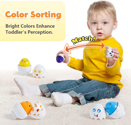 SYHLN Matching Easter Eggs Toys for 1-3 Year Old Girl Boy, Educational Montessori Toys for Toddlers 1-3 Year Old, Learning Baby Toys 12-18 Months, One First Birthday Gifts Age 1-2