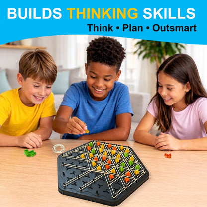Strategy Board Game for Family Game Night - Fun Triangle Rubber Band Games for Kids Ages 6 and Up - Logic Challenge for 2-4 Players