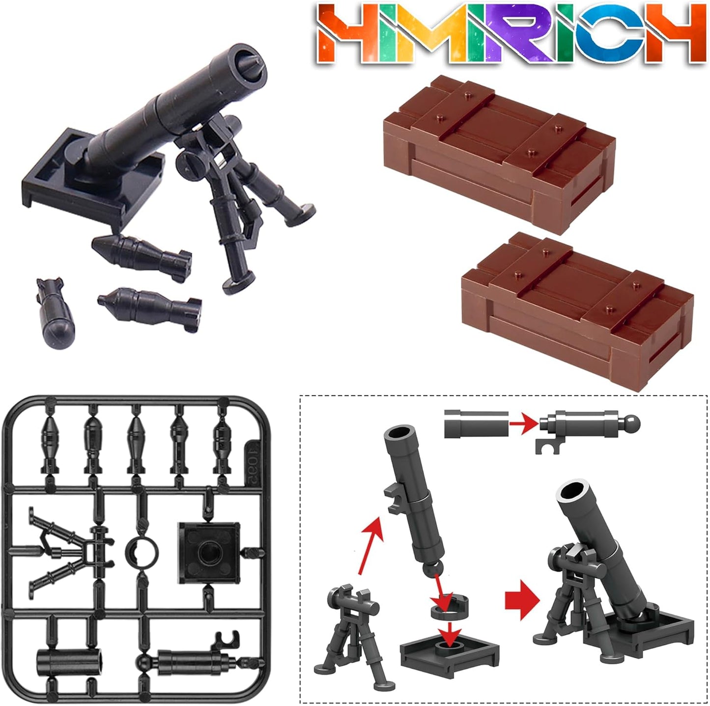 Weapons Pack Military Toy Set Building Blocks Model for Soldier Figures, Army Equipment Gear Kit Pieces and Parts Accessories Compatible with Major Brand